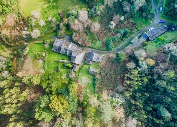 Galicia, Lugo, Ourol, country house arial view 4